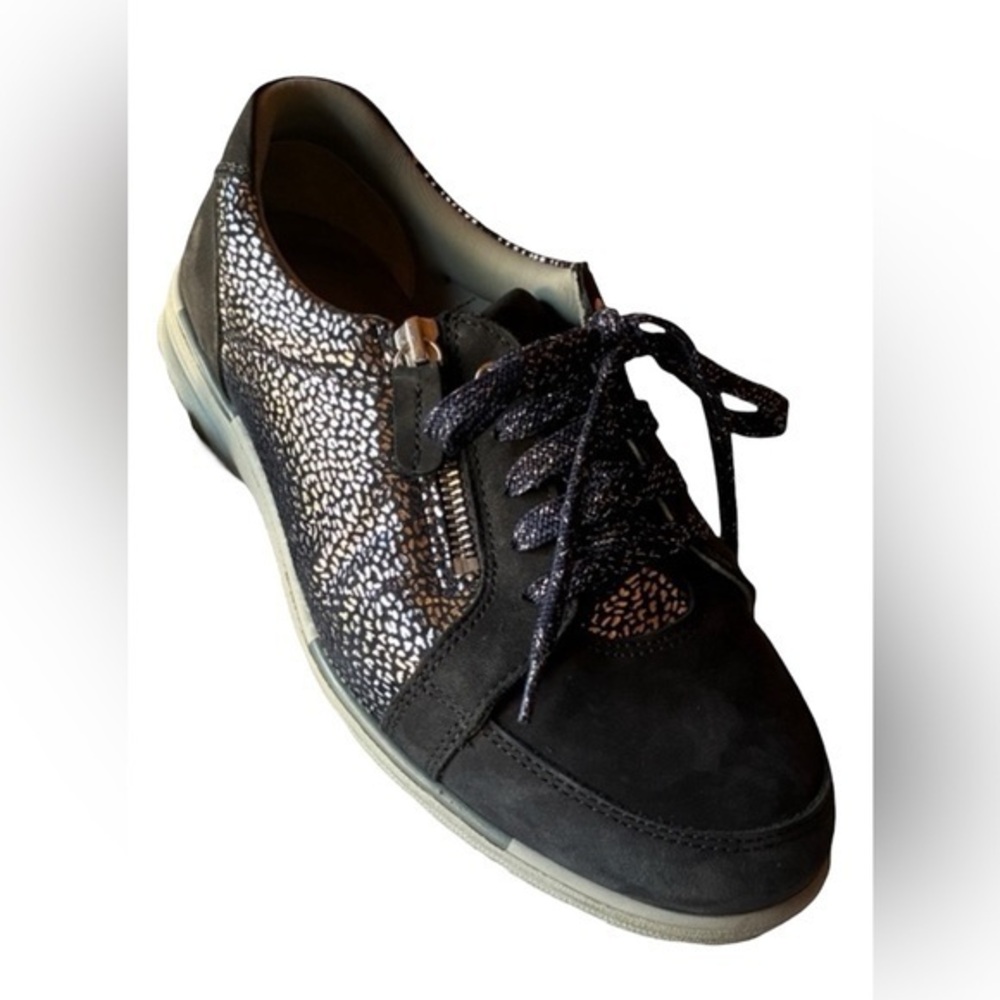 Cosyfeet Tango, Size 8, Extra Roomy Shoes, Navy Leather, Made For Wide Feet